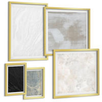 BILDER SET 5er Set - 50x50 cm & 20x30 cm & 40x60 cm Goldrahmen - Steintexturen - Goldfarben, Kunststoff (40/60cm) - TULUP