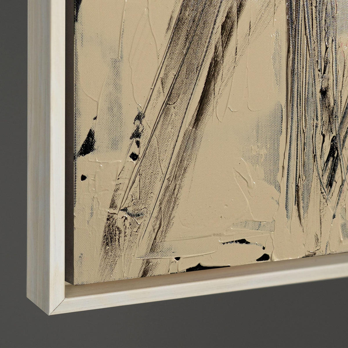 GEMÄLDE Parallelen und Schnittpunkte Schattenfugenrahmen Beige 120x80 cm - Beige, Holz (120/80cm) - YS-art gallery