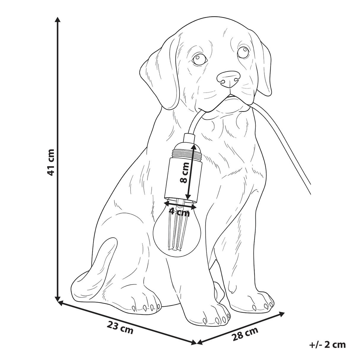 TISCHLAMPE Hund Weiß Lucky - Messingfarben/Weiß, Kunststoff (23/28/41cm) - Beliani