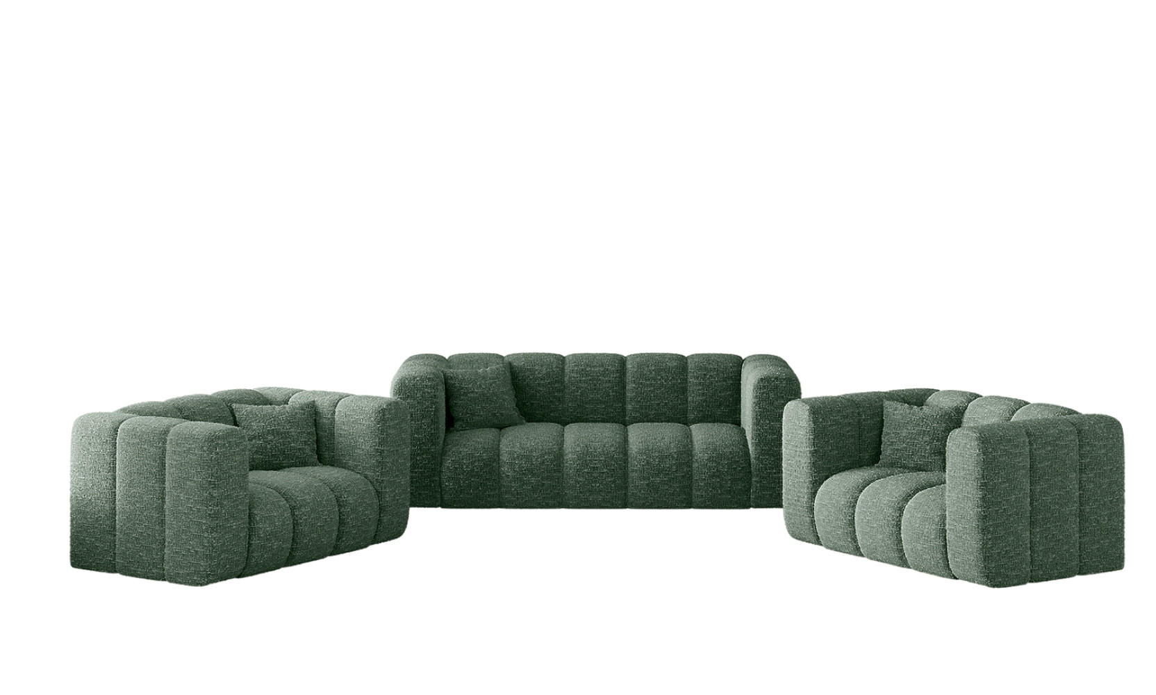 COUCHGARNITUR 2+1+1 Serie Grand Stilvol Stoff Haga Grün - Grün, Holz (197/70/91cm) - Kaiser Möbel