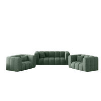 COUCHGARNITUR 2+1+1 Serie Grand Stilvol Stoff Haga Grün - Grün, Holz (197/70/91cm) - Kaiser Möbel