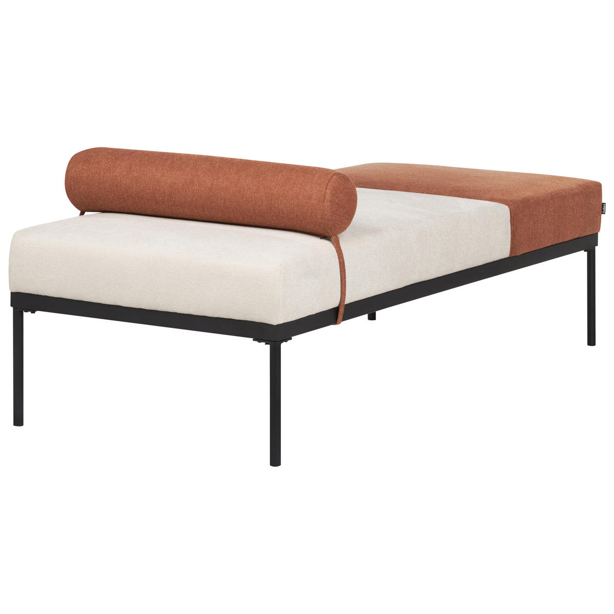 ČALOUNĚNÉ LEHÁTKO CHAISE LONGUE Umělý len Zlatohnědé Malmos - černá/zlatá, textil (172/47/73cm) - Beliani