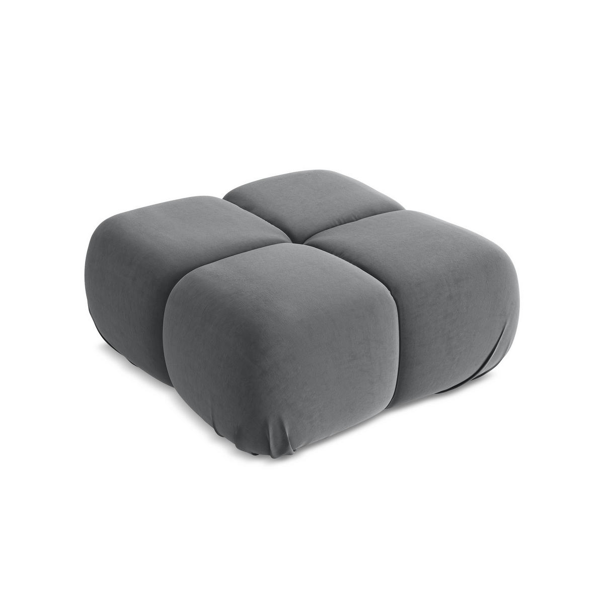 POUF Samt Stoff Grau - Dunkelgrau/Schwarz, Kunststoff/Textil (95/41/95cm) - LaMiaSofa