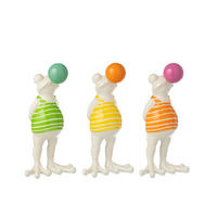 DEKOOBJEKT FROSCH BLASE (3ER SET) - Multicolor, Glas/Naturmaterialien (13.3/28/13.5cm) - J-Line