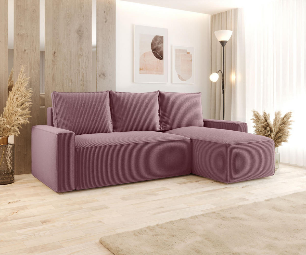 ECKSOFA mit Schlaffunktion SAVIO Poso 130 Rechts - Flieder, Textil (232/140cm) - Bedante