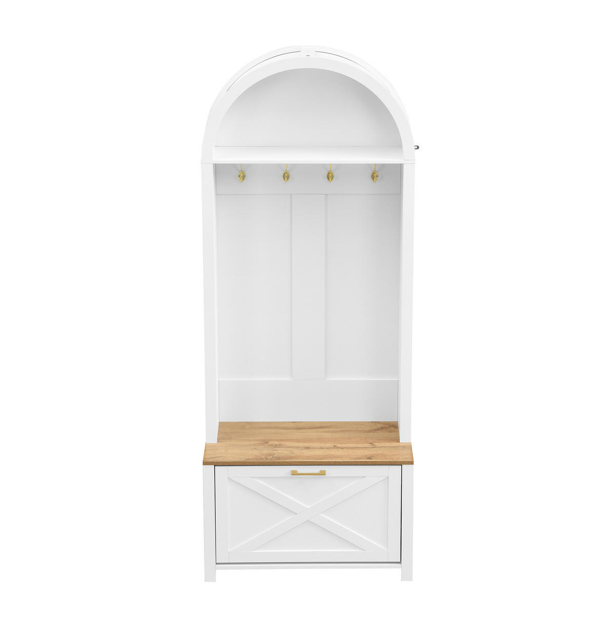 GARDEROBENSCHRANK mit Schuhfach 75 x 35 x 195 cm MDF Weiß Holzoptik - Weiß, Holzwerkstoff (35/195/75cm) - Beauniv