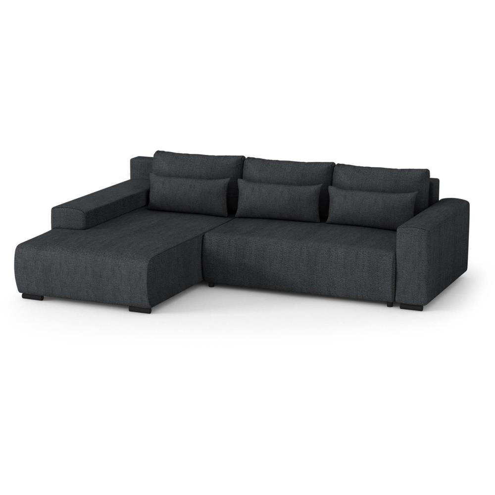 ECKSCHLAFSOFA Benny anthrazit links - Anthrazit/Schwarz, Kunststoff/Textil (271/185cm) - Beautysofa