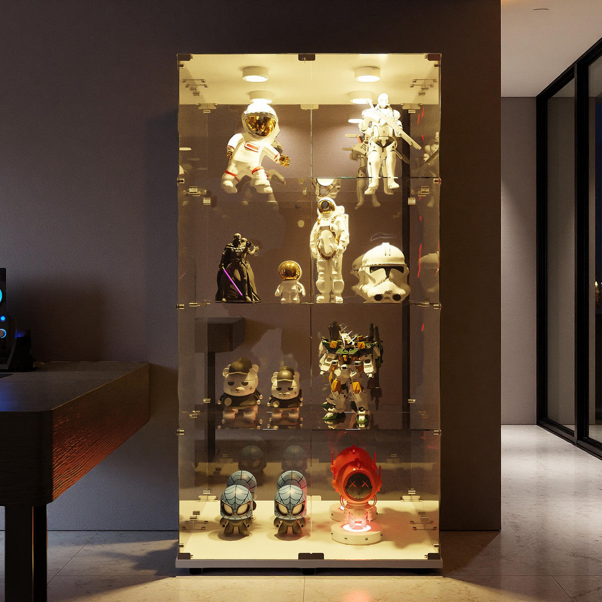 GLASVITRINE Weiß LED Acryl Tür 80x29x164 cm - Weiß, Glas (36.5/164/80.5cm) - SHOPENTRA