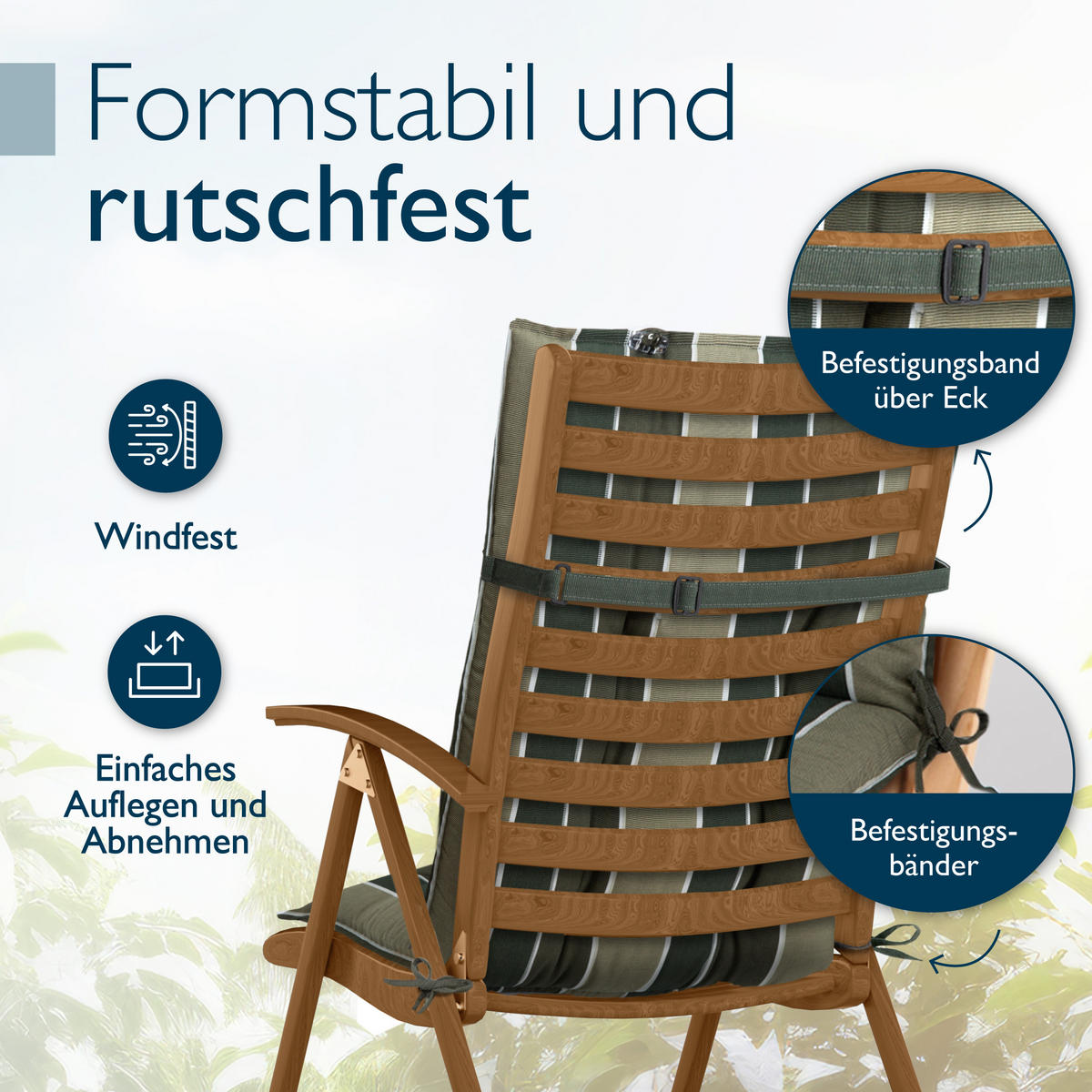 HOCHLEHNER Sun-HL 119x50x8cm Grün-Gestreift (2tlg) - Grün, Textil (50/120cm) - Beautissu 