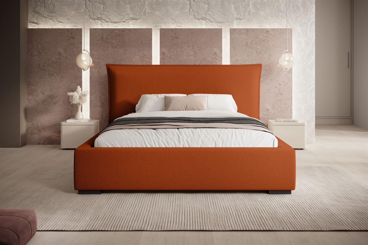 POLSTERBETT Amada Komplettset In Pop - Kupferfarben, Holzwerkstoff/Textil (160/200cm) - Fun Möbel