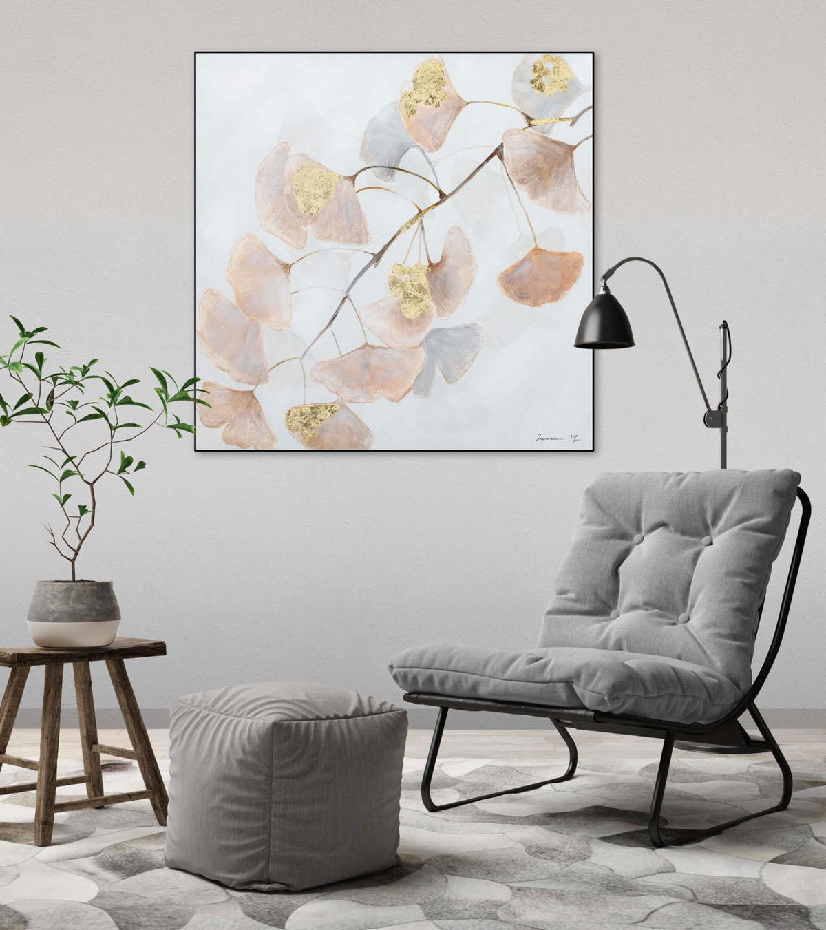 ACRYLBILD HANDGEMALT 80/80 cm - Beige/Braun, Holz/Textil (0.96/80cm) - KUNSTLOFT