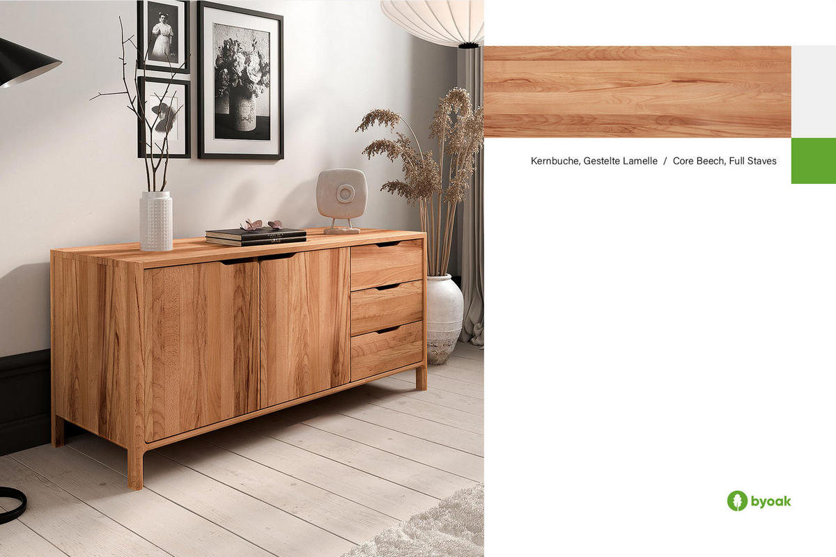 KOMMODE PAUL Kernbuche - Kernbuche, Holz (140/64/50cm) - byoak