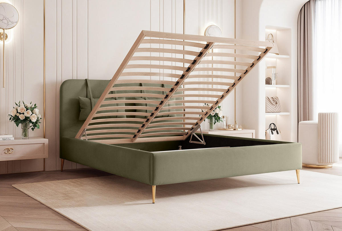 POLSTERBETT Rexal 200x200 cm, Olive - Olivgrün, Textil (200/200cm) - Fedve