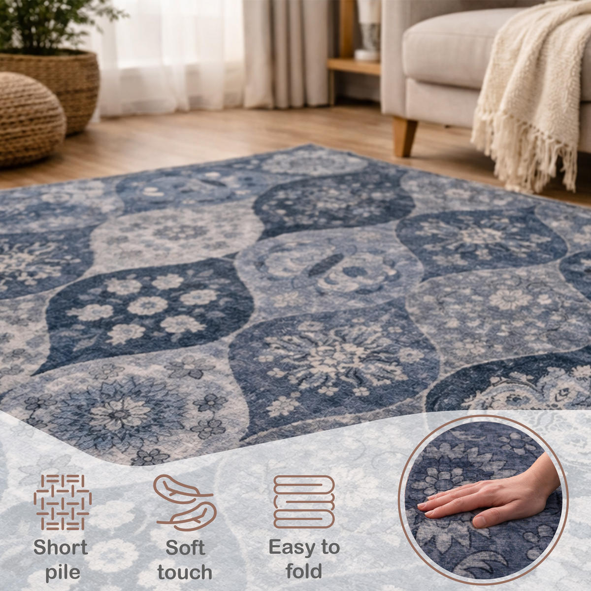 KURZFLORTEPPICH 240/340 cm Semer 421 - Blau, Textil (240/340cm) - Paco Home