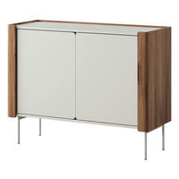 SIDEBOARD Guelph K105 – Nussbaum, Kaschmir, Zweitüriger - Kaschmir/Beige, Glas/Holzwerkstoff (105/82/39cm) - Komodee