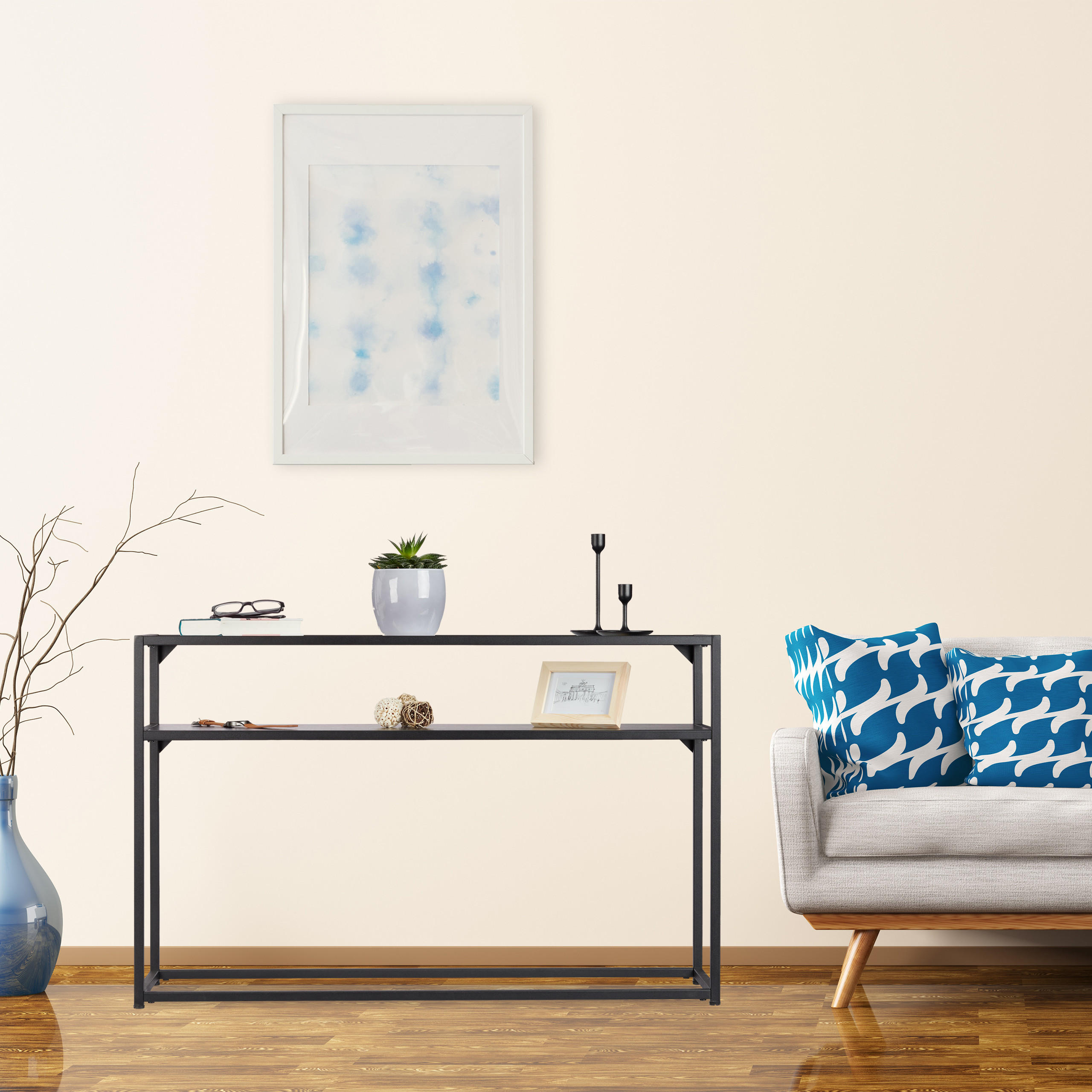 KONSOLENTISCH - Schwarz, Glas/Holzwerkstoff (30/110/70.5cm) - Relaxdays
