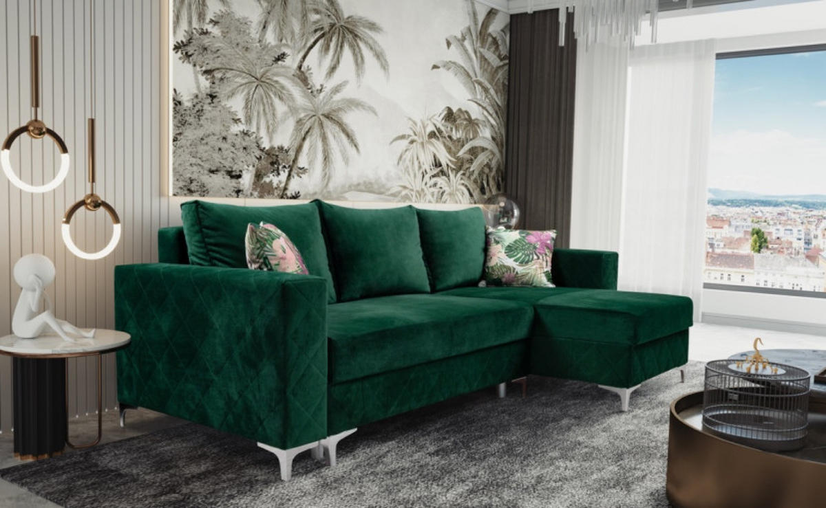 ECKSOFA Grün SIMO Mit Schlaffunktion Rechts - Grün, Textil (145/236cm) - Sepro Meble