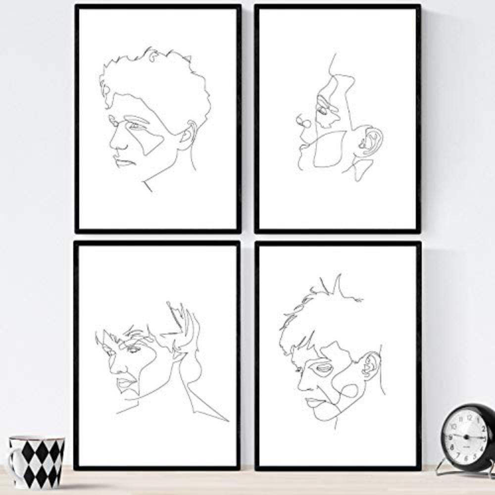 POSTER Set mit 4 Gesichter Man 3 nordico Gesichter A4 Rahmenlos - Klar, Papier (29.7/3cm) - Nacnic