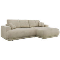 ECKSCHLAFSOFA RINA L Beige Velvet - rechts - Beige/Schwarz, Kunststoff/Textil (172/266cm) - MKS