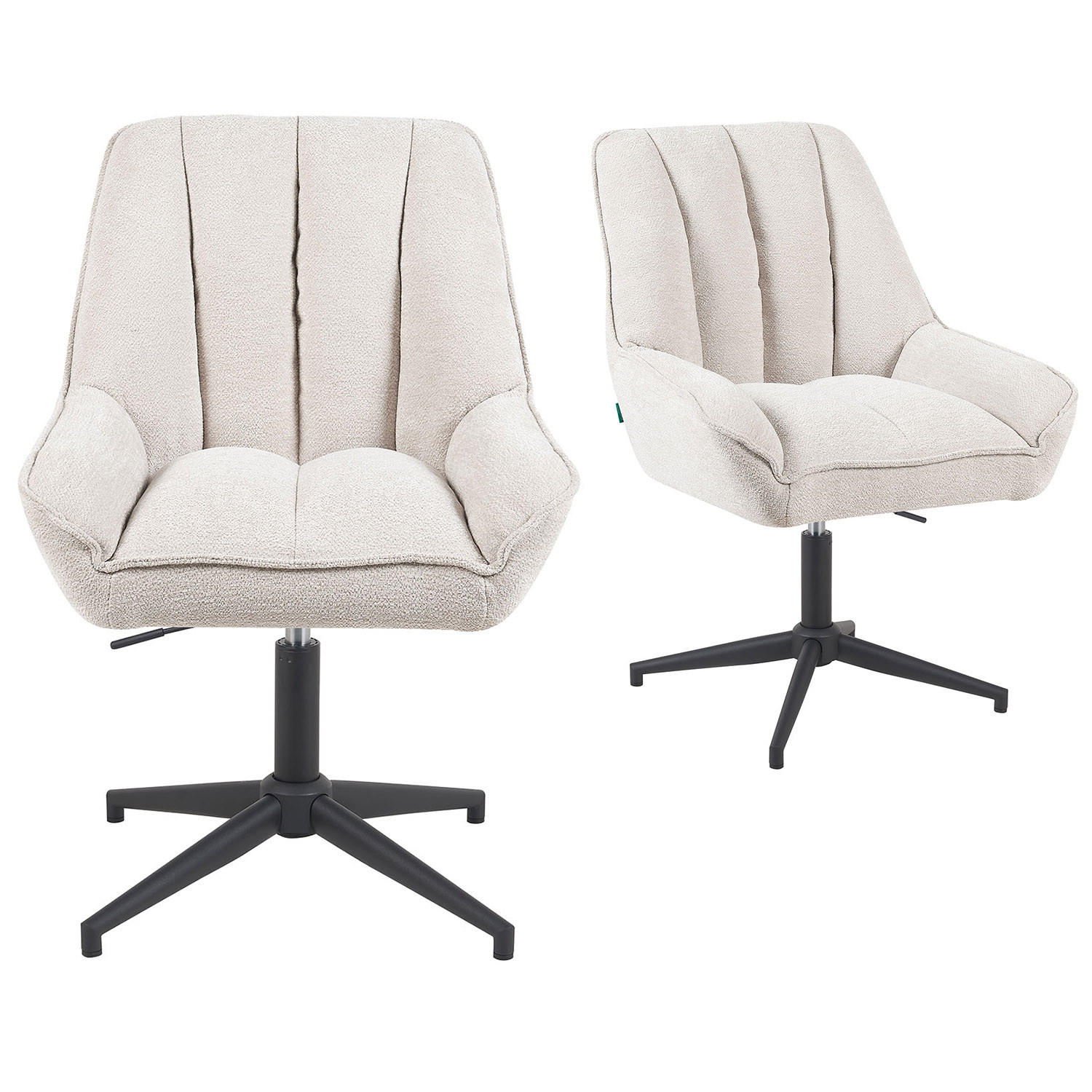 BÜROSTUHL Mika-Yara - Creme/Schwarz, Textil/Metall (60/85/68cm) - DUBI Möbel