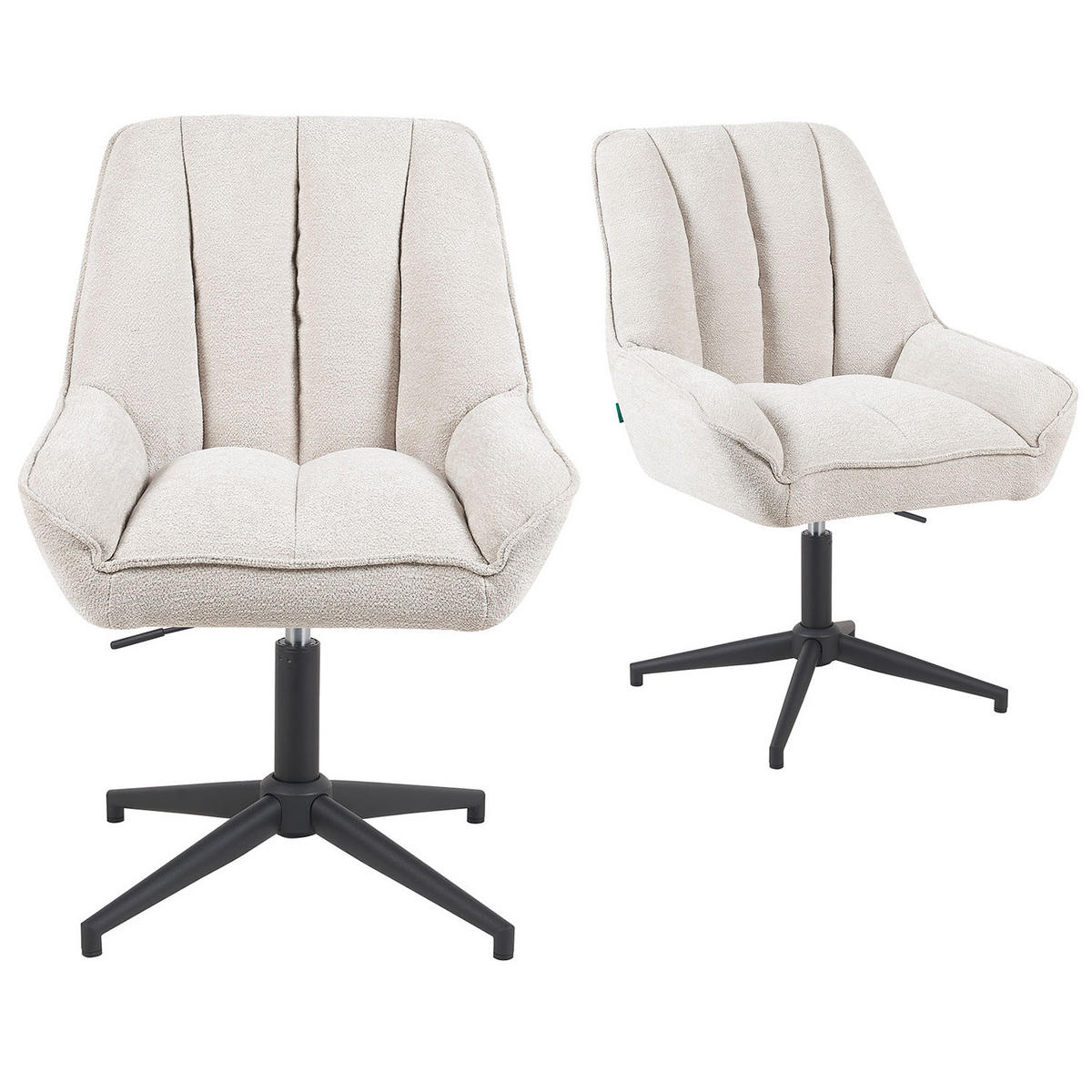 BÜROSTUHL Mika-Yara - Creme/Schwarz, Textil/Metall (60/85/68cm) - DUBI Möbel