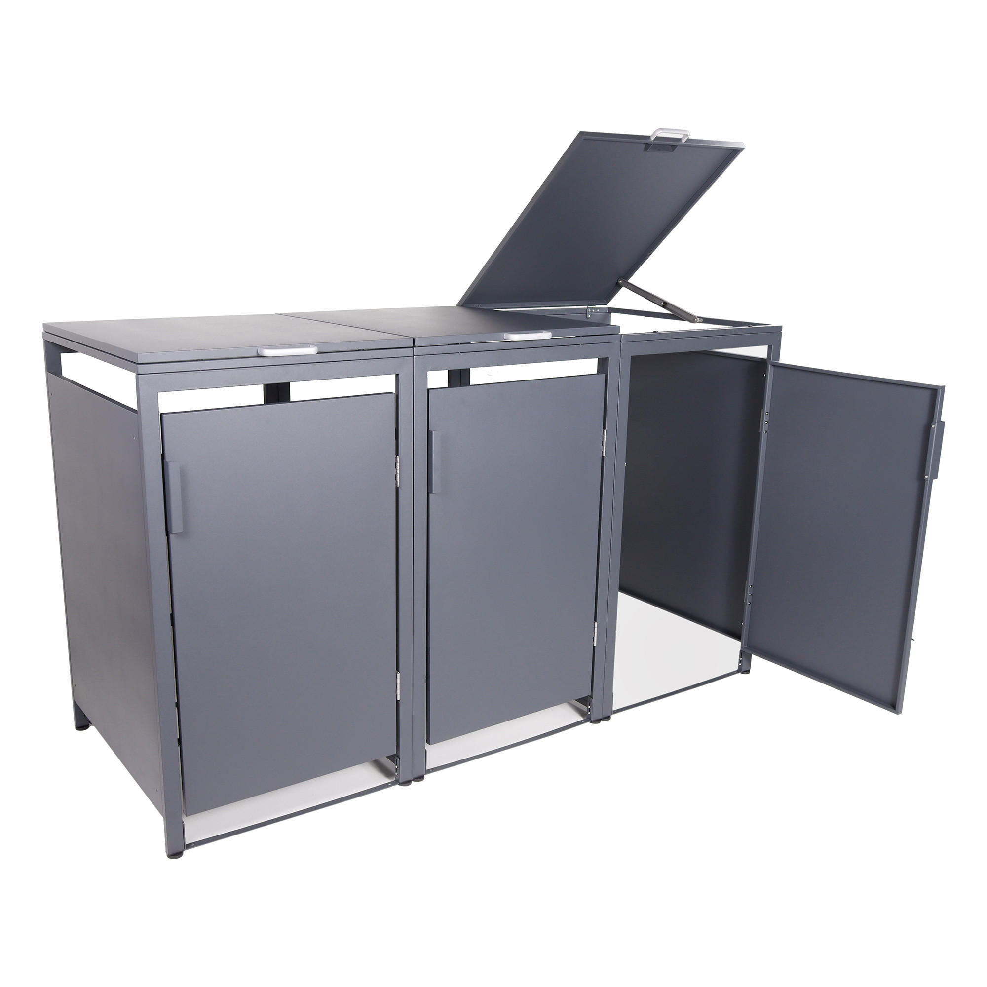 MÜLLTONNENBOX für Hauswände 3er, MTW3 - Anthrazit, Metall (204/118/80cm) - Albatros