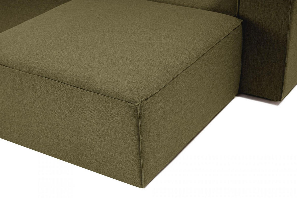 ECKSOFA beidseitig montierbar - Salbeigrün/Schwarz, Holz/Kunststoff (296/185cm) - myHomelando