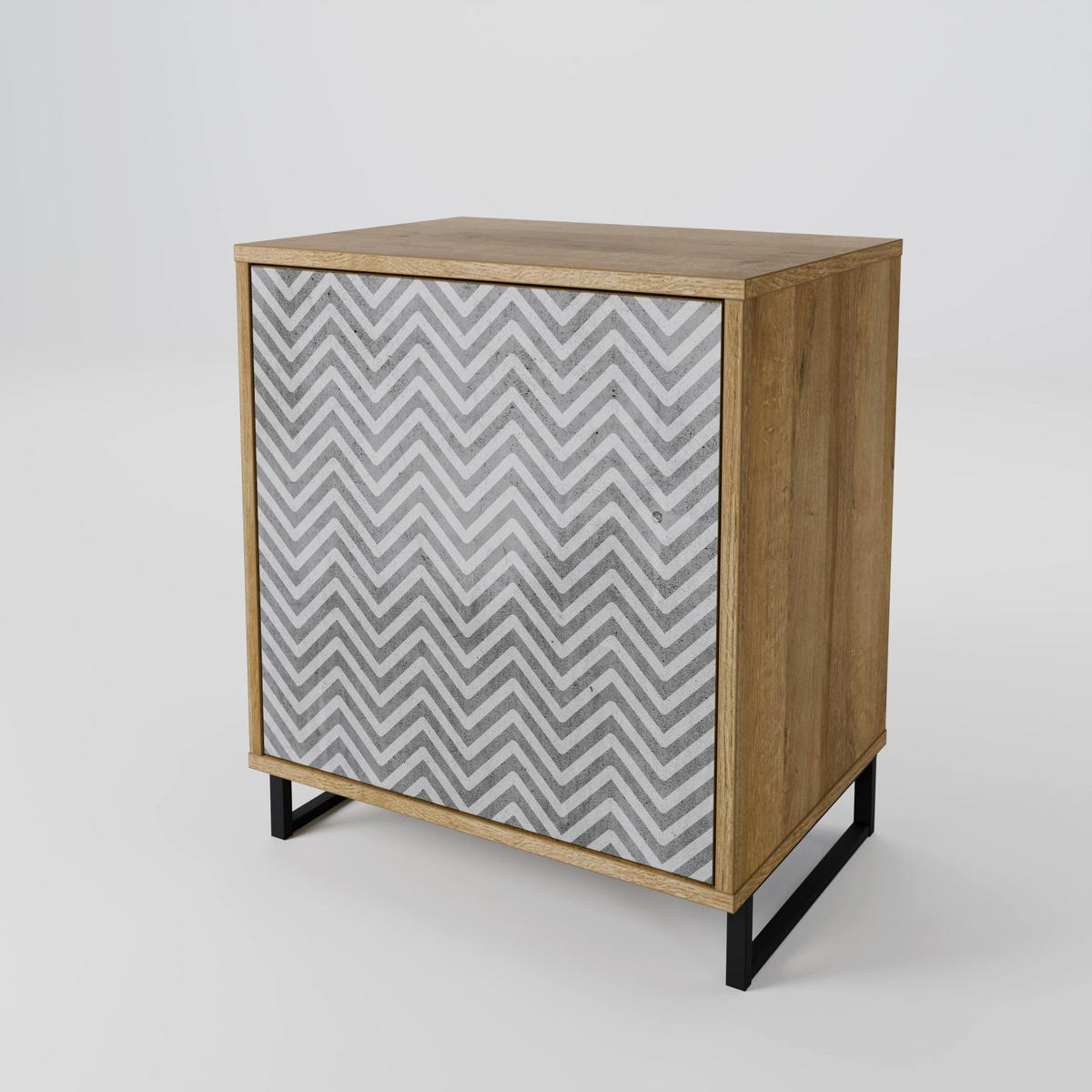 SIDEBOARD CONCRETE ZIG ZAG, Eichefarben, 57,5x42x75,5 cm, Goldfarbene Metallfüße - Eichefarben/Goldfarben, Holzwerkstoff/Metall (57.5/75.5/42cm) - SpaceRebels