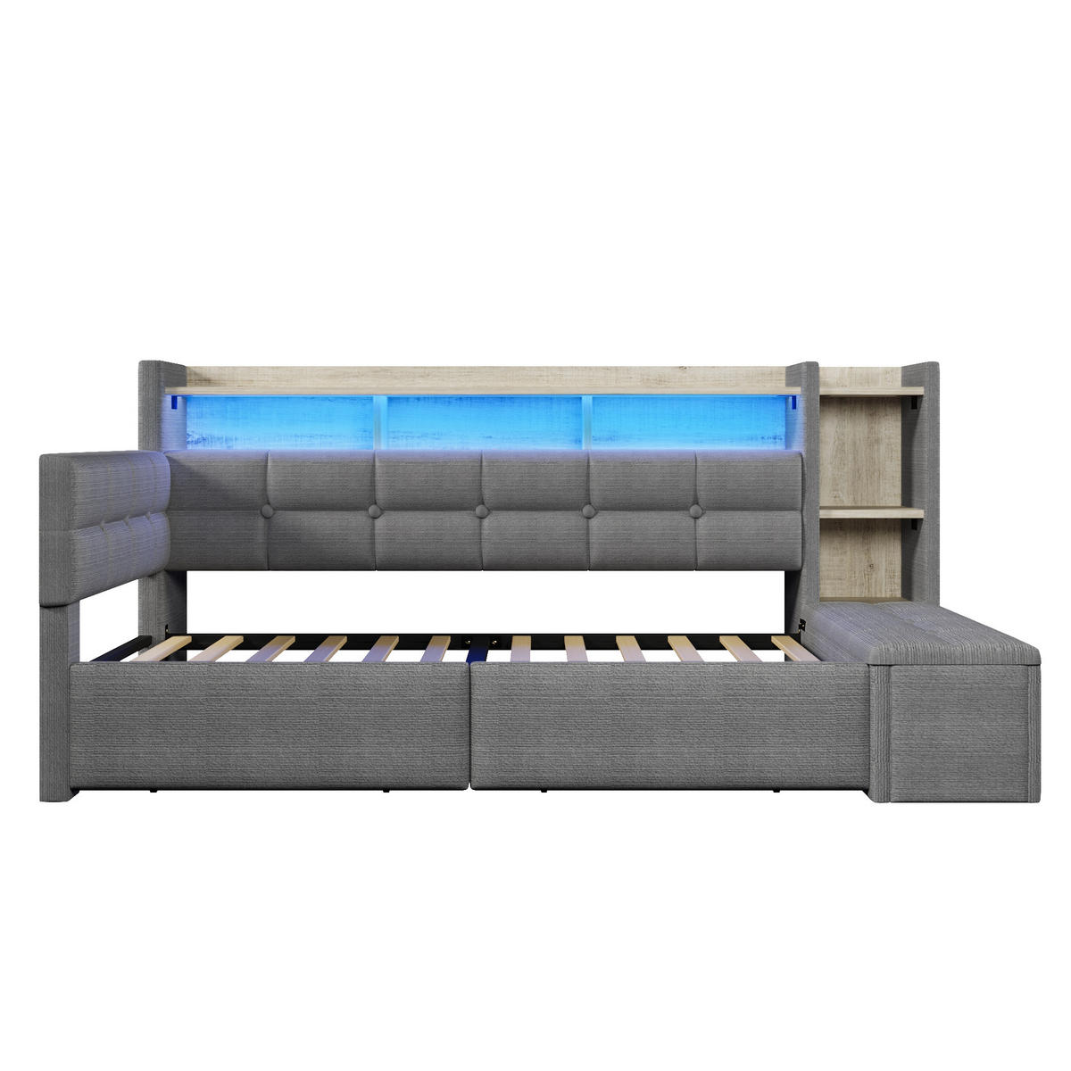 TAGESBETT mit 2 Schubladen 90x190 cm Samt Dunkelgrau - Dunkelgrau, Holz (90/190cm) - Meubliv