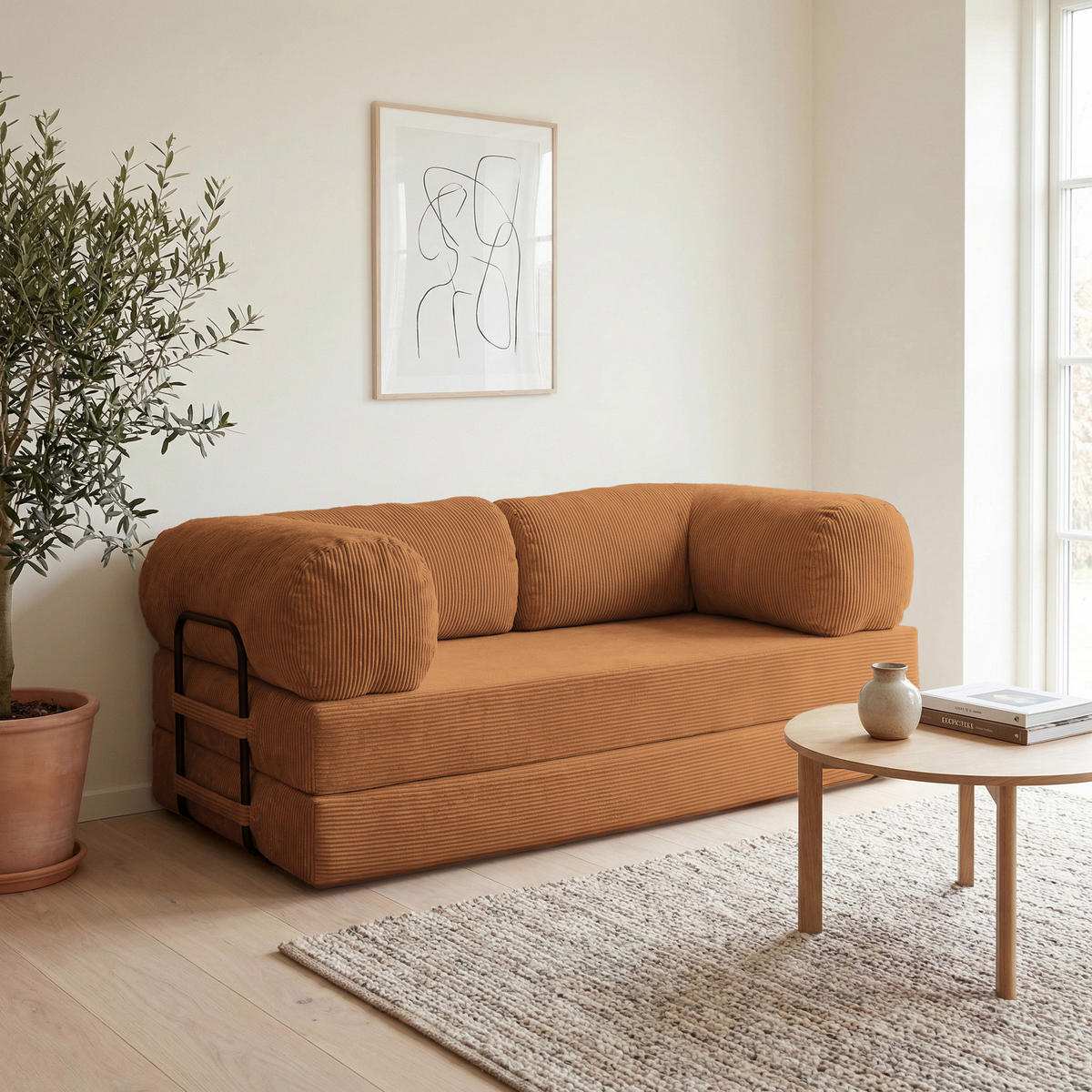 SCHAUMSTOFFSOFA MUNO, ausziehbar, Orange - Orange, Kunststoff/Textil (200/86/62cm) - Idohome