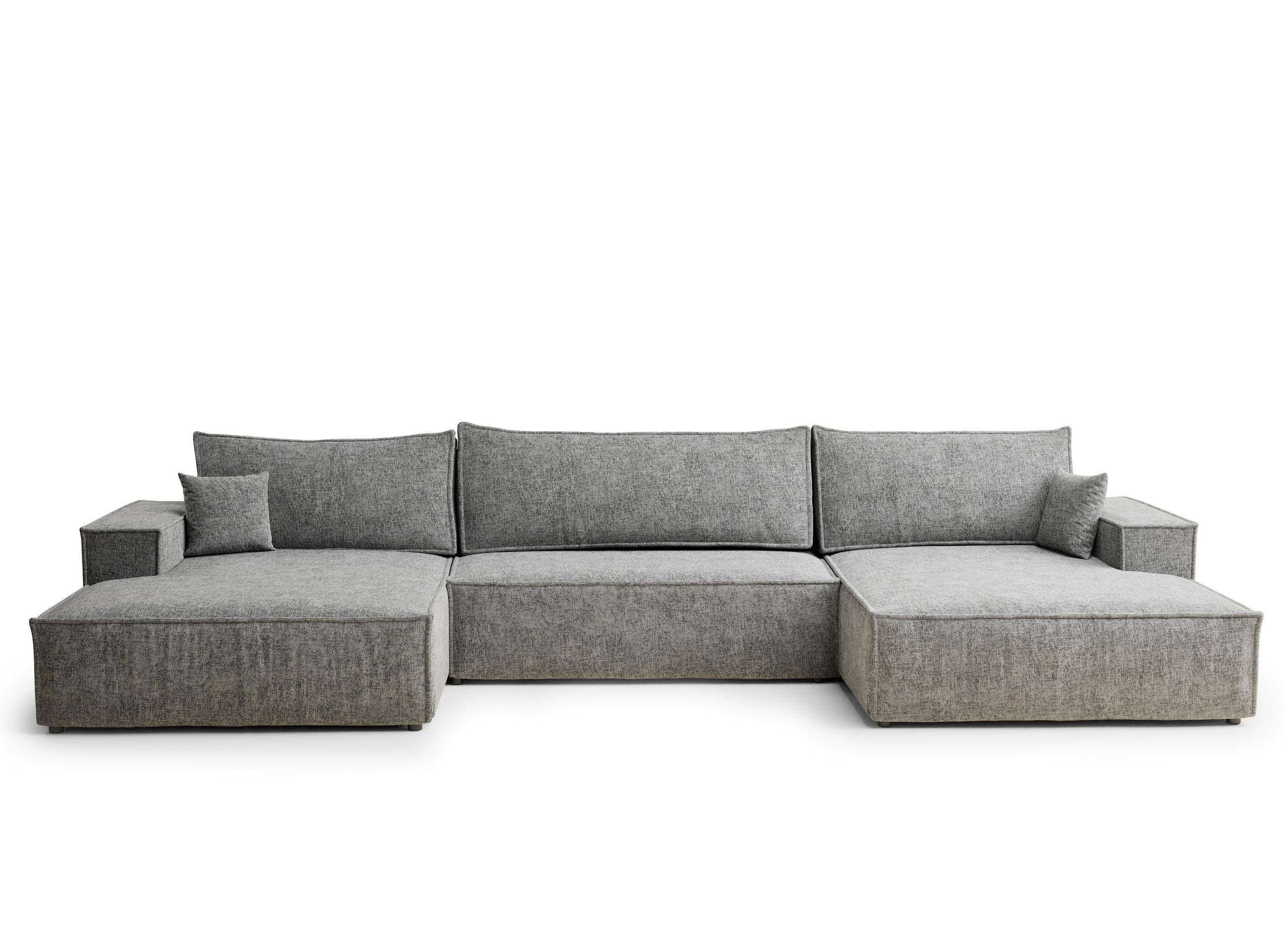 WOHNLANDSCHAFT Kyoto Grau Chenille-Stoff - Schwarz/Grau, Holz/Holzwerkstoff (398/70/148cm) - Maison de Reve