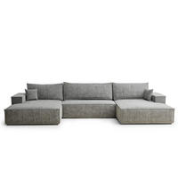 WOHNLANDSCHAFT Kyoto Grau Chenille-Stoff - Schwarz/Grau, Holz/Holzwerkstoff (398/70/148cm) - Maison de Reve