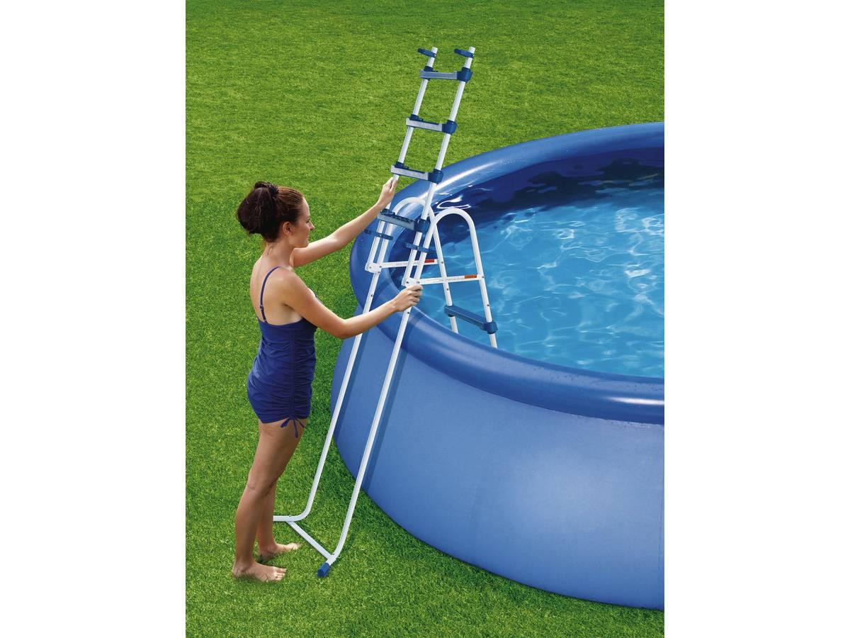 POOLLEITER Surestep Weiß Blau - Weiß, Metall (140/122/66cm) - Habitat Garten