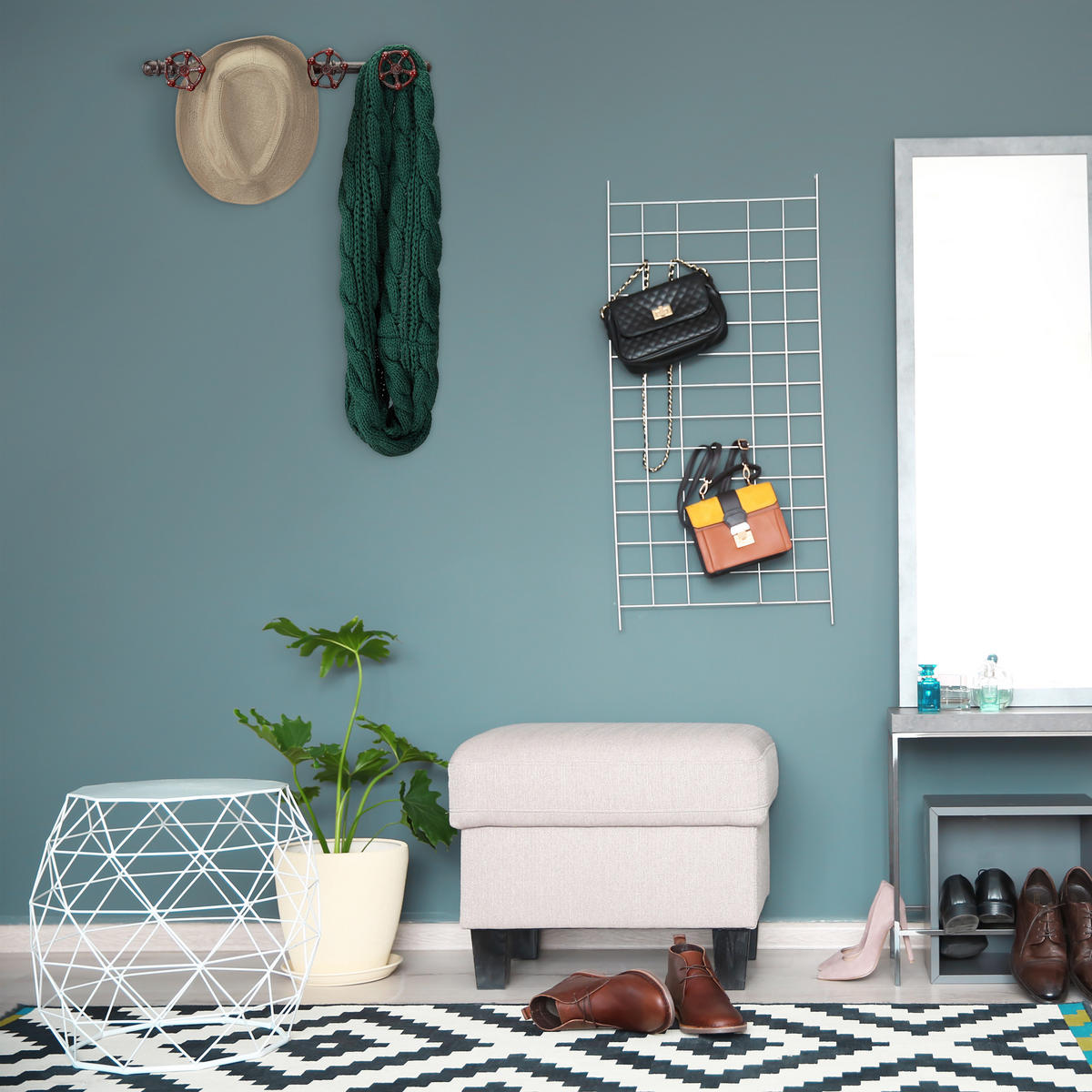 NÁSTENNÝ vešiak - hnedá, kov (46.5/6.5/6cm) - Relaxdays