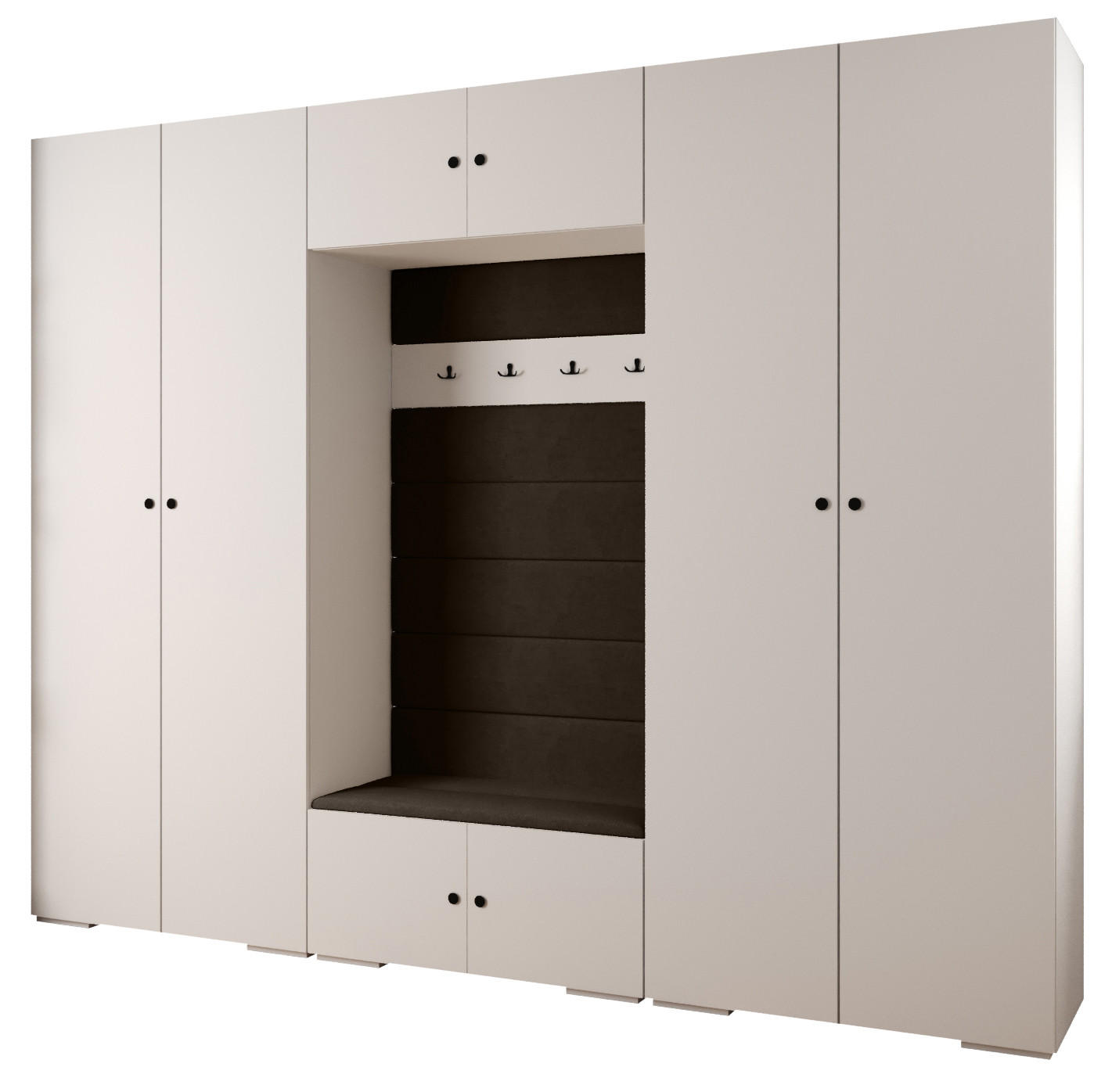 Abiks Möbel Garderoben-Set Weiß, Braun, Schwarz 300x236.7x47 cm