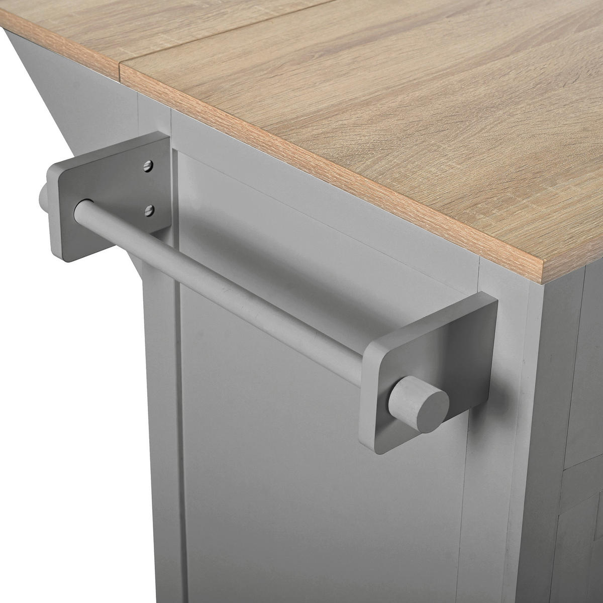 KÜCHENINSEL 112x46.2-76.2x92.7 cm Grau mit Ausziehplatte & Mülleimer-Fach - Grau, Holzwerkstoff (112/92.7/76.2cm) - Modfu