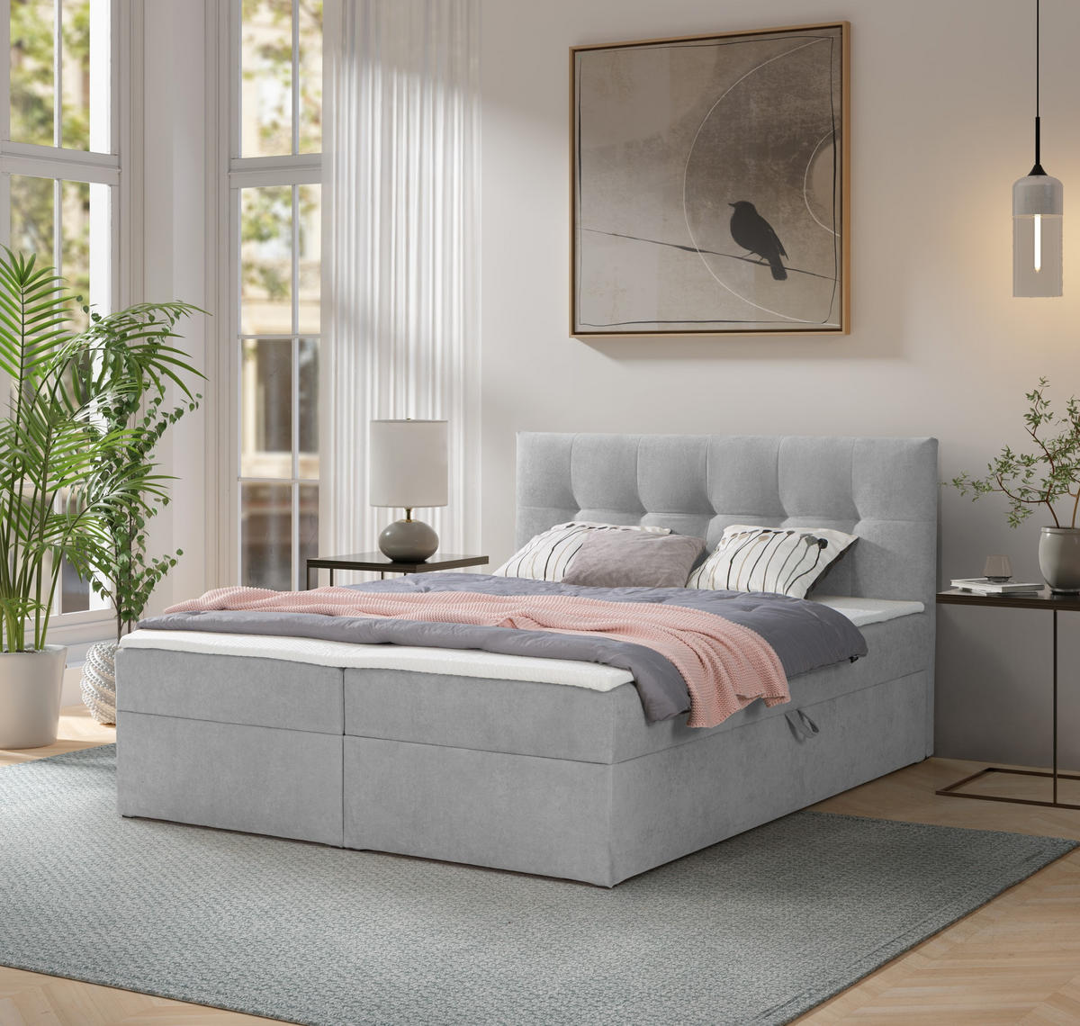 BOXBETT Toronto 160x200 Bonell-Matratze H3 und Topper - Silberfarben/Grau, Holz/Holzwerkstoff (160/200cm) - Ravio