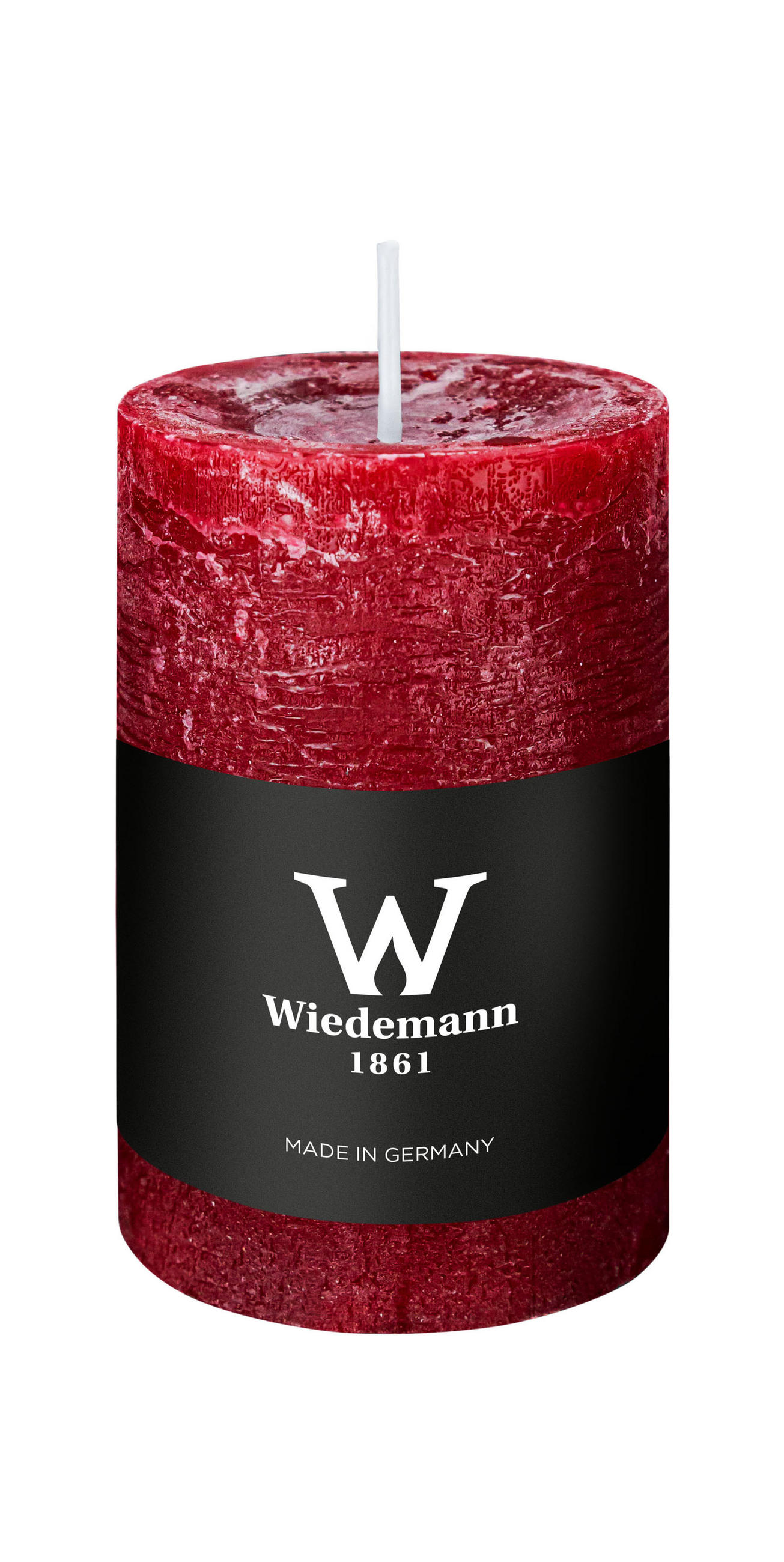 STUMPENKERZE Rustik Marble Style Bordeaux Ø 90 x Ø 58 mm, 1 Stück - Bordeaux, Paraffin (9cm) - Wiedemann Kerzen