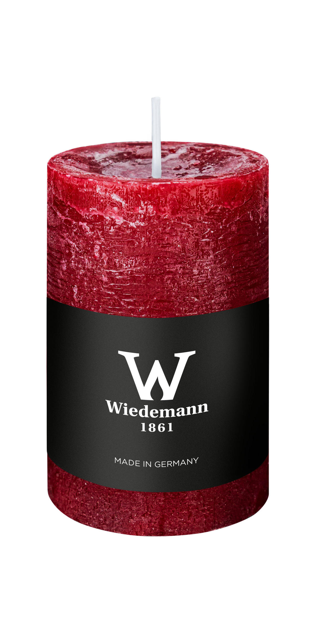 STUMPENKERZE Rustik Marble Style Bordeaux Ø 90 x Ø 58 mm, 1 Stück - Bordeaux, Paraffin (9cm) - Wiedemann Kerzen
