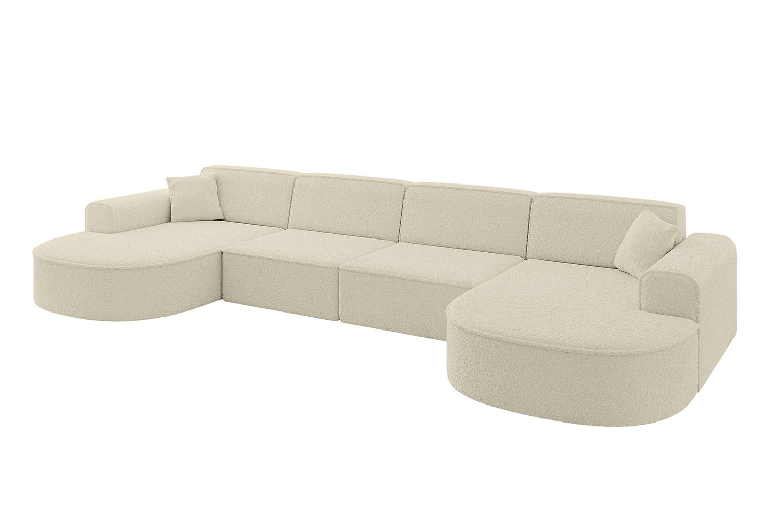 WOHNLANDSCHAFT MARI-U2 - 380x163x73,5 cm Beige Bouclé - Beige/Schwarz, Holzwerkstoff/Kunststoff (380/73.5/163cm) - ALTDECOR