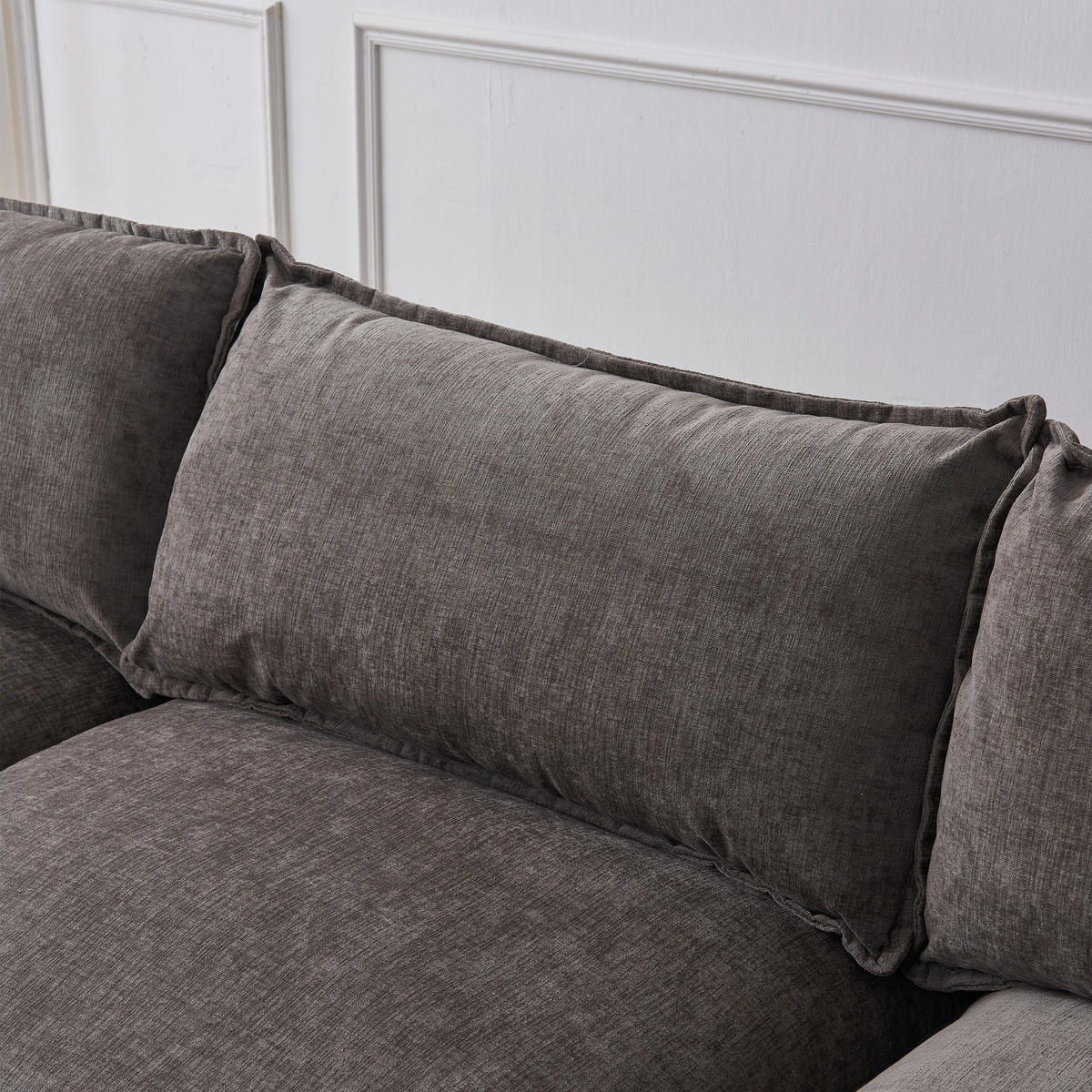 L-FÖRMIGES ECKSOFA Grau 267/154/85 cm 3-Sitzer Modular mit Chenillebezug - Grau, Textil (267/154cm) - PANGIVO