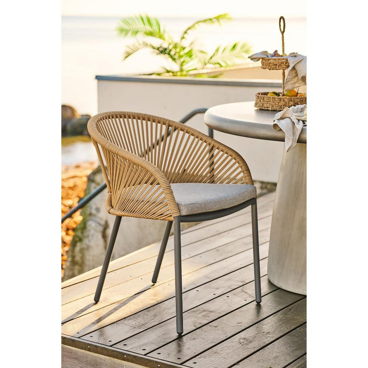 GARTENSTUHL, Noomi, Stühle Sandfarben, Metall / Polyester, 64 x 58 x 77 cm - Sandfarben, Metall (64/77/58cm) - ebuy24