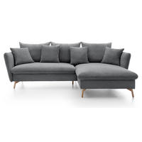 ECKSOFA Savona L-Form 260 cm, Cordstoff, Rechts, Grau - Grau, Holz (167/258cm) - Emporius