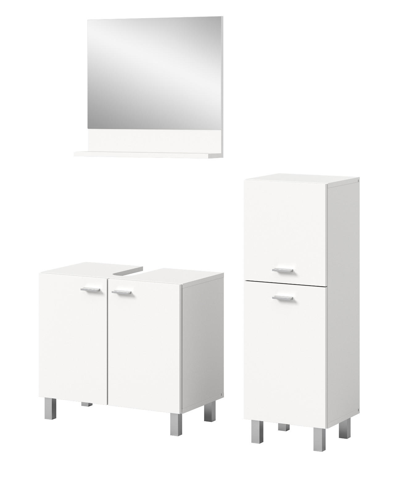 BADMÖBEL-SET weiß 3-teilig 100 cm, Kombination hängend oder stehend - Weiß, Glas/Holzwerkstoff (102/186/33cm) - Inn.Furn