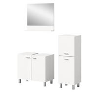BADMÖBEL-SET weiß 3-teilig 100 cm, Kombination hängend oder stehend - Weiß, Glas/Holzwerkstoff (102/186/33cm) - Inn.Furn