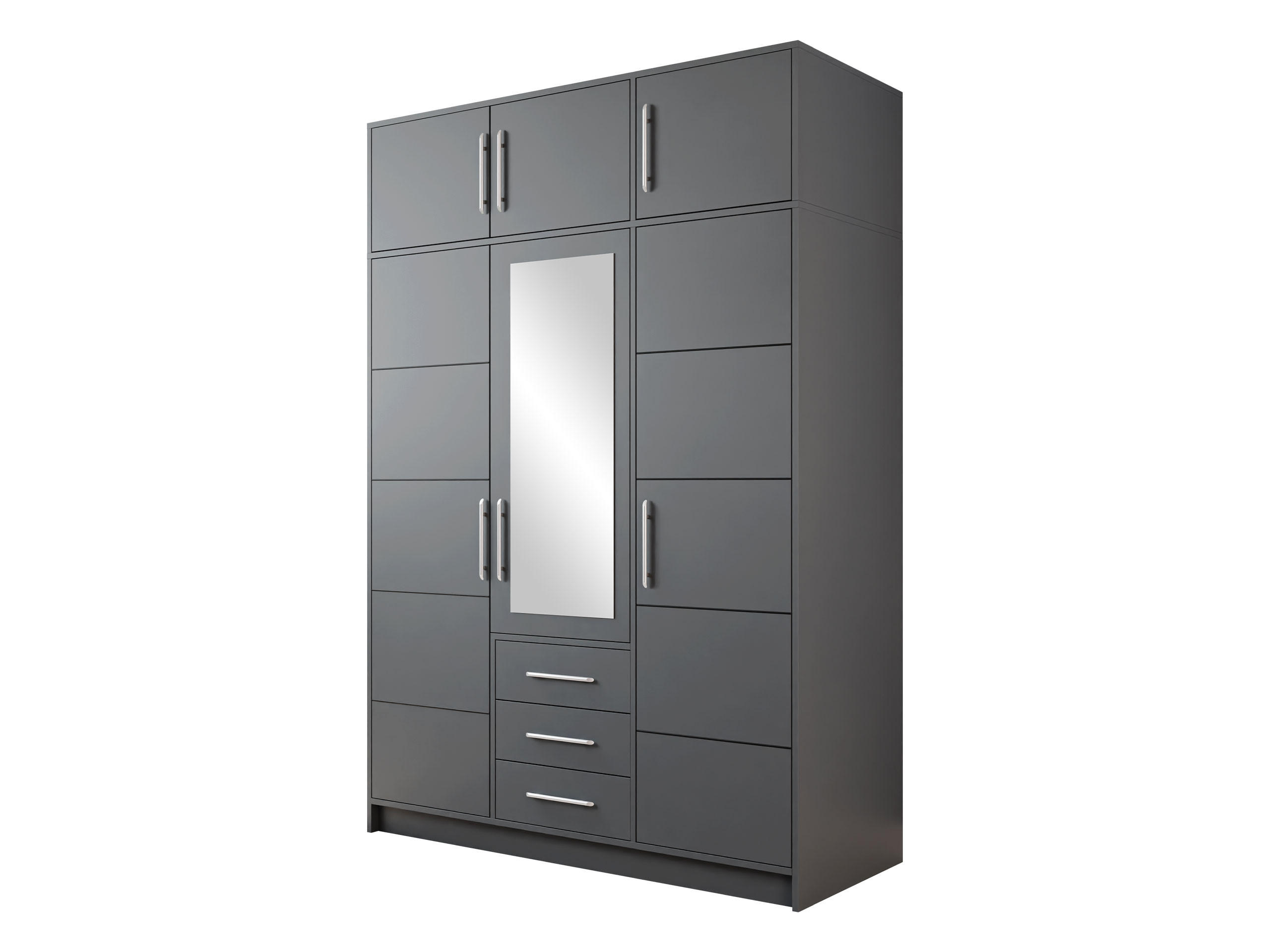 DREHTÜRENSCHRANK Bali D3 mit Schrankaufsatz - Silberfarben/Graphitfarben, Holzwerkstoff/Kunststoff (58/245/147cm) - MIRJAN24