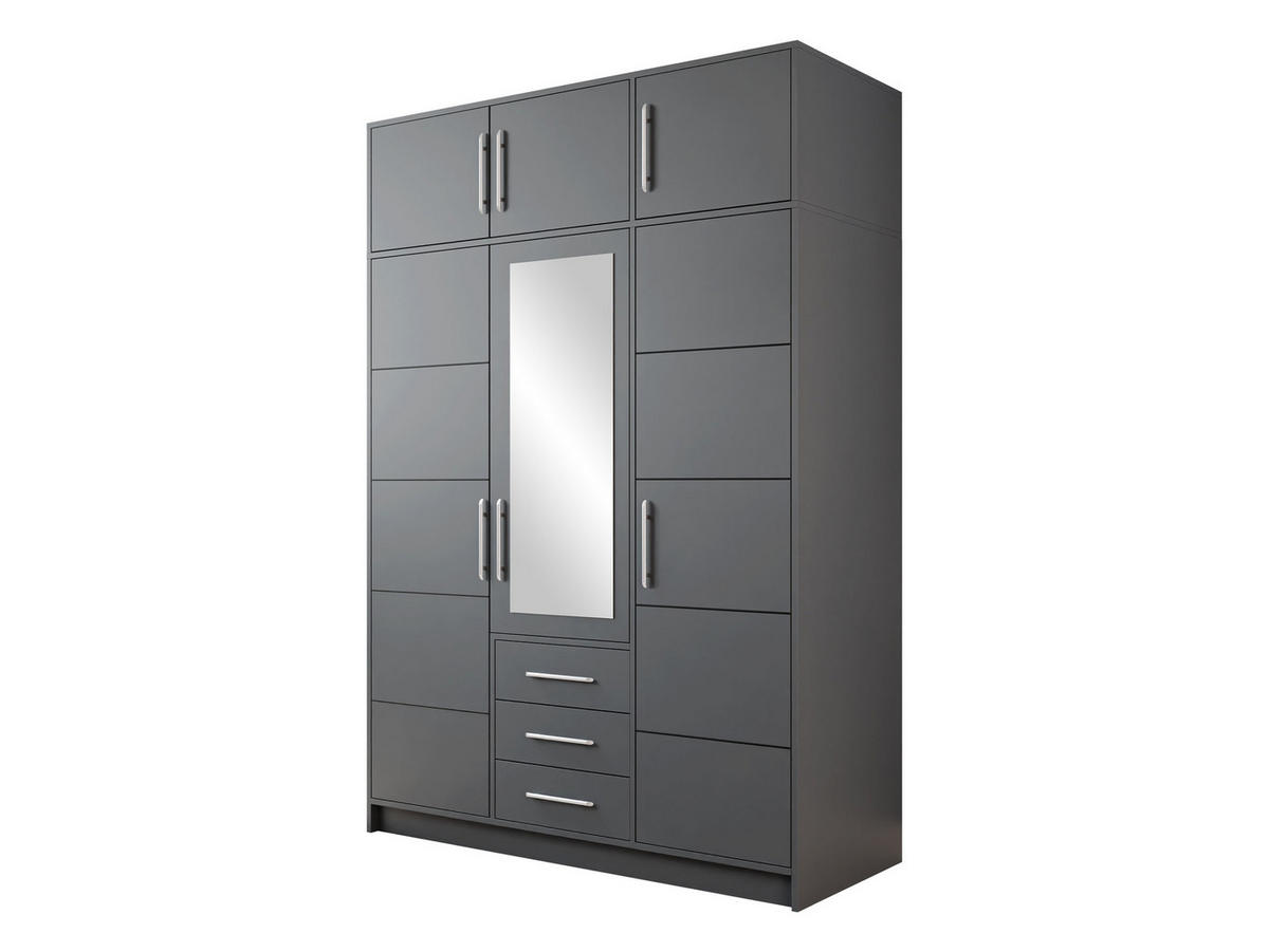 DREHTÜRENSCHRANK Bali D3 mit Schrankaufsatz - Silberfarben/Graphitfarben, Holzwerkstoff/Kunststoff (58/245/147cm) - MIRJAN24