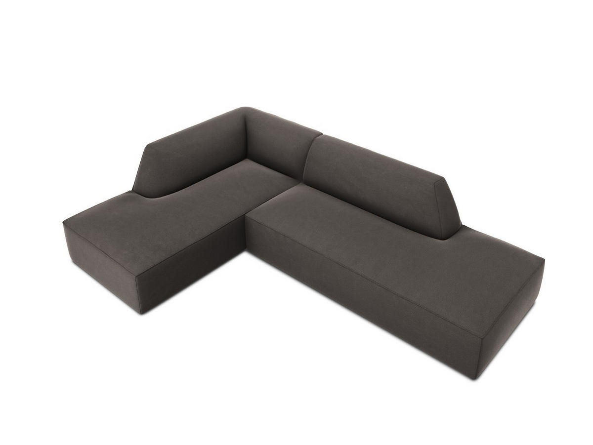 ECKSOFA links Ruby aus Samt dunkelgrau 4 Sitzplätze - Dunkelgrau, Textil (180/273cm) - Micadoni