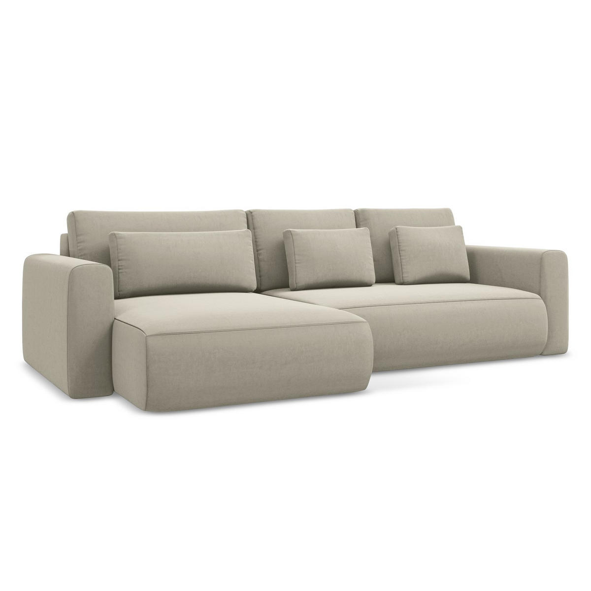 ECKSOFA mit Schlaffunktion Samt Stoff Creme - Perlmutt/Creme, Kunststoff/Textil (149/278cm) - LaMiaSofa