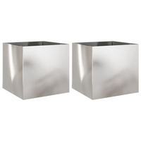 PFLANZKÜBEL 2er Set Silbern 49/47/46 Cm Edelstahl - Silberfarben, Metall (49/46/47cm) - vidaXL